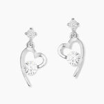 Boucles D'oreilles Puces Romance Or Blanc Oxyde De Zirconium - Boucles d'oreilles pendantes Femme | Histoire d&rsquo;Or