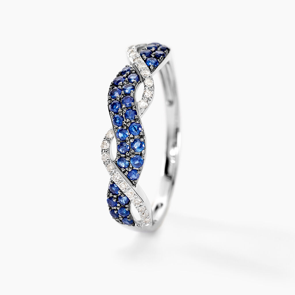 Bague Dimitria Or Blanc Saphir Et Diamant - Bagues avec pierre Femme | Histoire d’Or