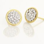 Boucles D'oreilles Puces Edmee Cercle 0 Or Jaune Strass - Clous d'oreilles Femme | Histoire d&rsquo;Or