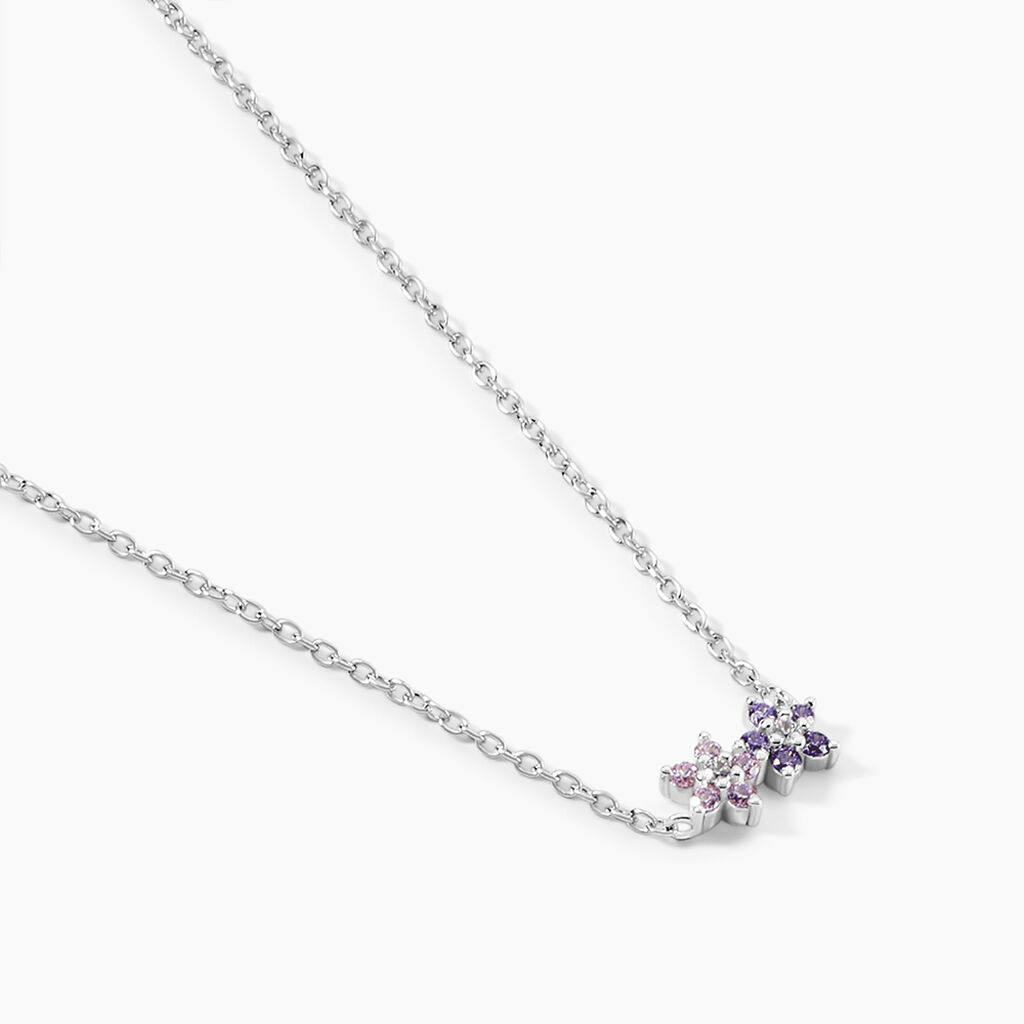 Collier Purple Bloom Argent Blanc Oxyde De Zirconium - Colliers fantaisie Femme | Histoire d&rsquo;Or