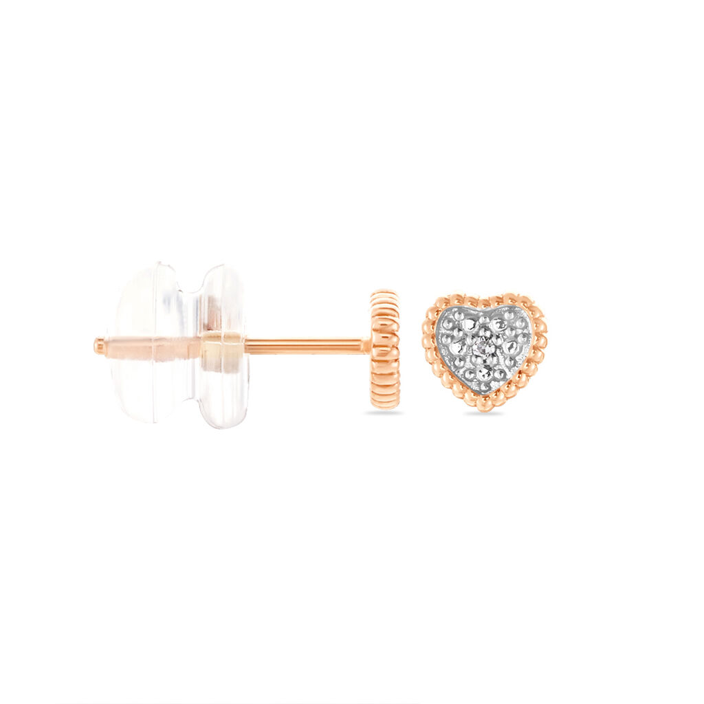 Boucles D'oreilles Puces Mon 1er Diamant Or Rose Diamant - Clous d'oreilles Femme | Histoire d’Or