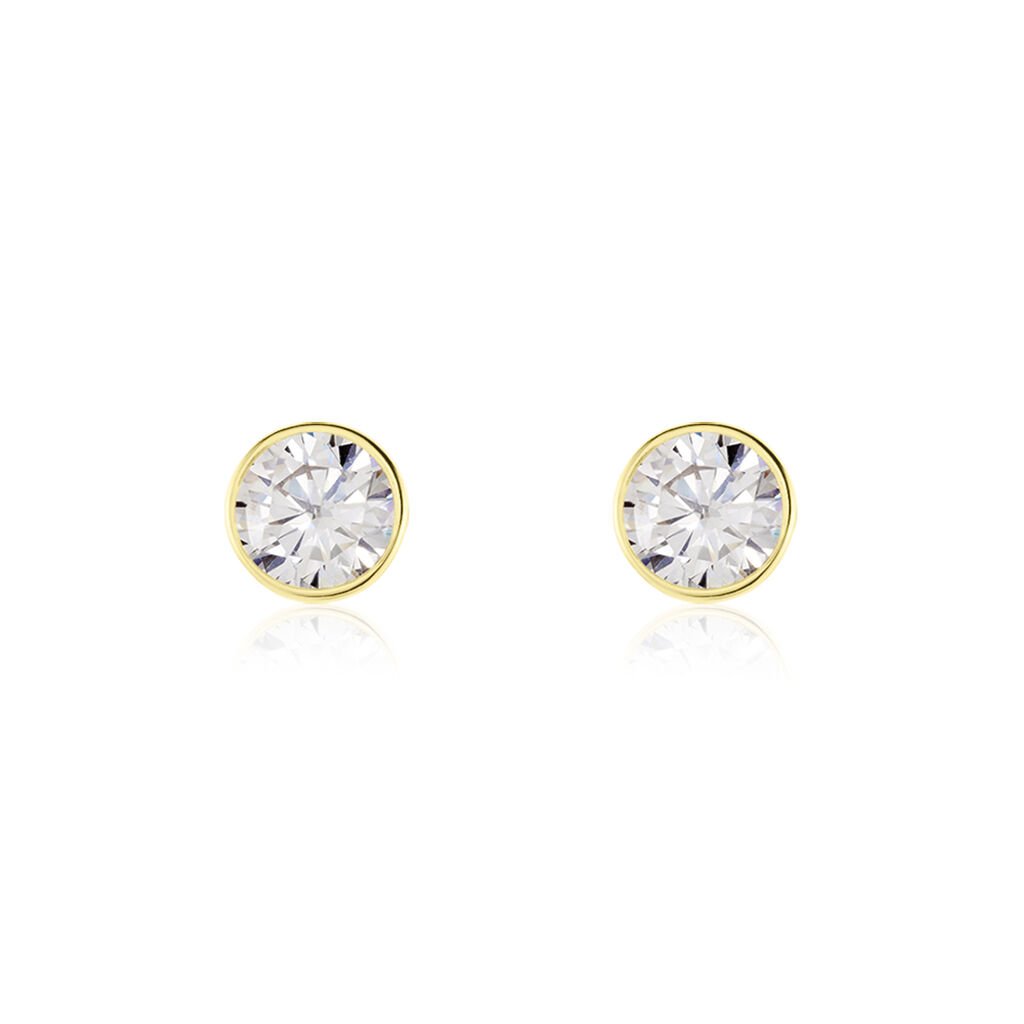 Boucles D'oreilles Puces Franze Or Jaune Oxyde De Zirconium - Clous d'oreilles Femme | Histoire d’Or