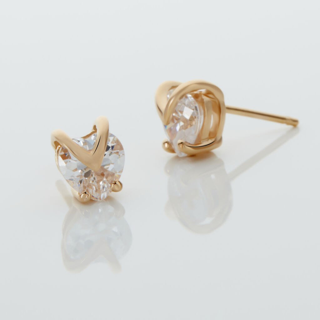Boucles D'oreilles Puces Abelinia Plaqué Or Jaune Oxyde De Zirconium - Boucles d'oreilles fantaisie Femme | Histoire d’Or