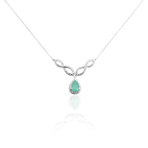 Collier Sissi Or Blanc Diamant Et Emeraude - Colliers Femme | Histoire d’Or