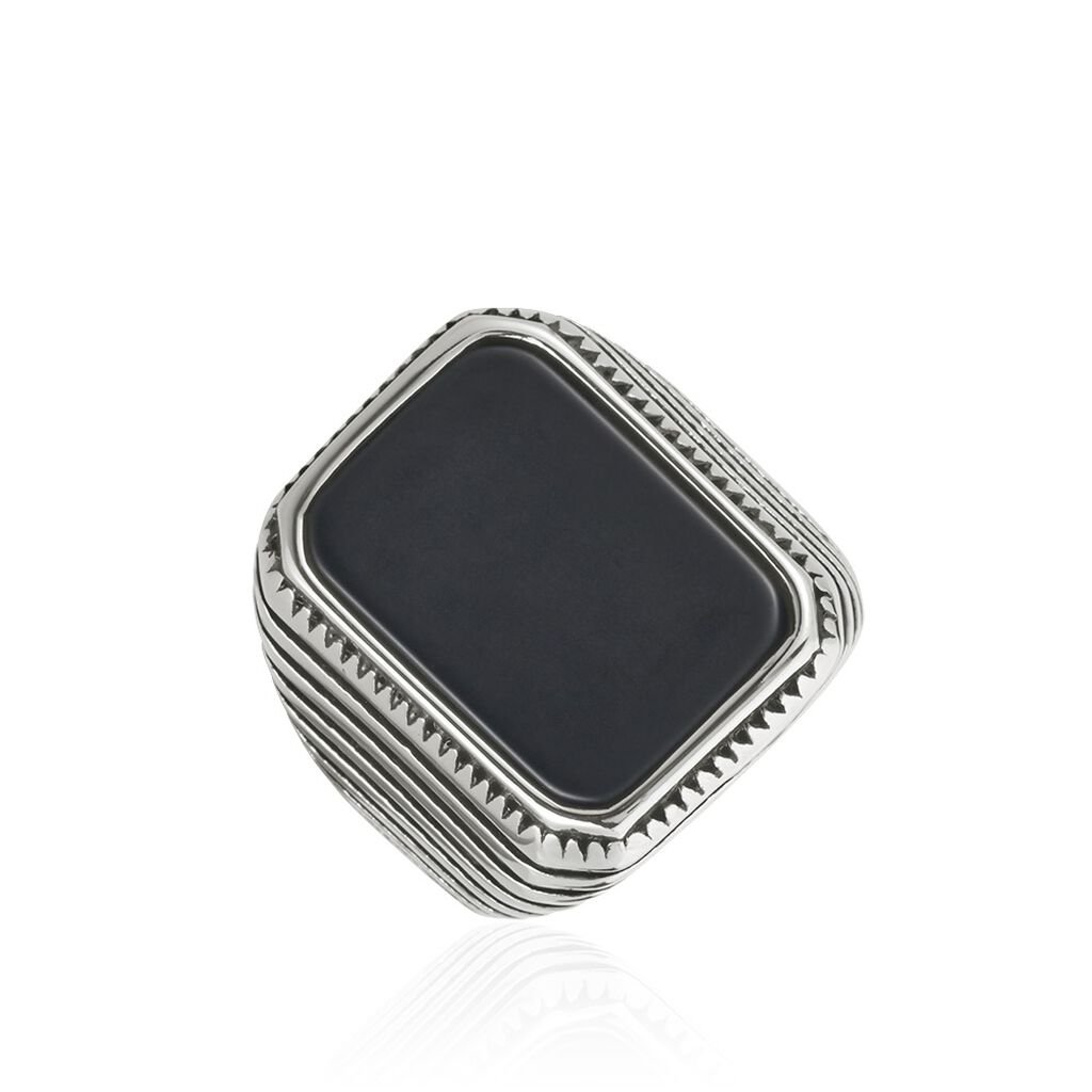 Chevaliere Acier Blanc Romanus Pierre - Bagues solitaires Homme | Histoire d&rsquo;Or