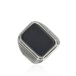 Chevaliere Acier Blanc Romanus Pierre - Bagues solitaires Homme | Histoire d&rsquo;Or