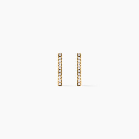 Boucles D'Oreilles Puces Priscilla Argent Dor&eacute; A L'Or 750/1000 Oxyde De Zirconium - Boucles d'oreilles fantaisie Femme | Histoire d&rsquo;Or