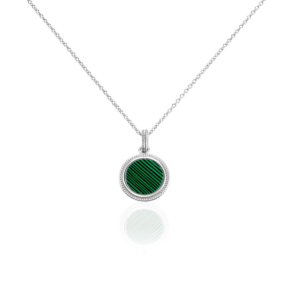 Collier Zea Argent Blanc Malachite