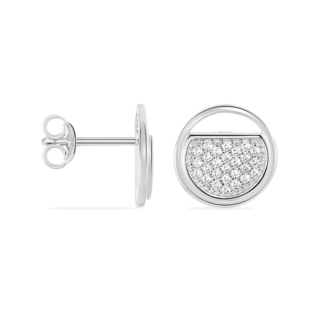 Boucles D'oreilles Puces Laetizia Clara Argent  Oxyde De Zirconium - Boucles d'oreilles fantaisie Femme | Histoire d&rsquo;Or