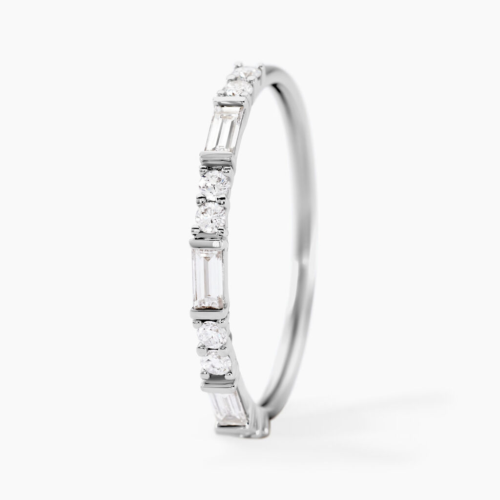 Alliance Taranis Or Blanc Diamant Synth&eacute;tique - Alliances Femme | Histoire d&rsquo;Or