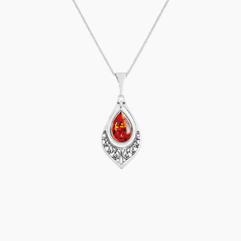 Collier Argent Blanc Doralyn Ambre - Colliers Femme | Histoire d&rsquo;Or