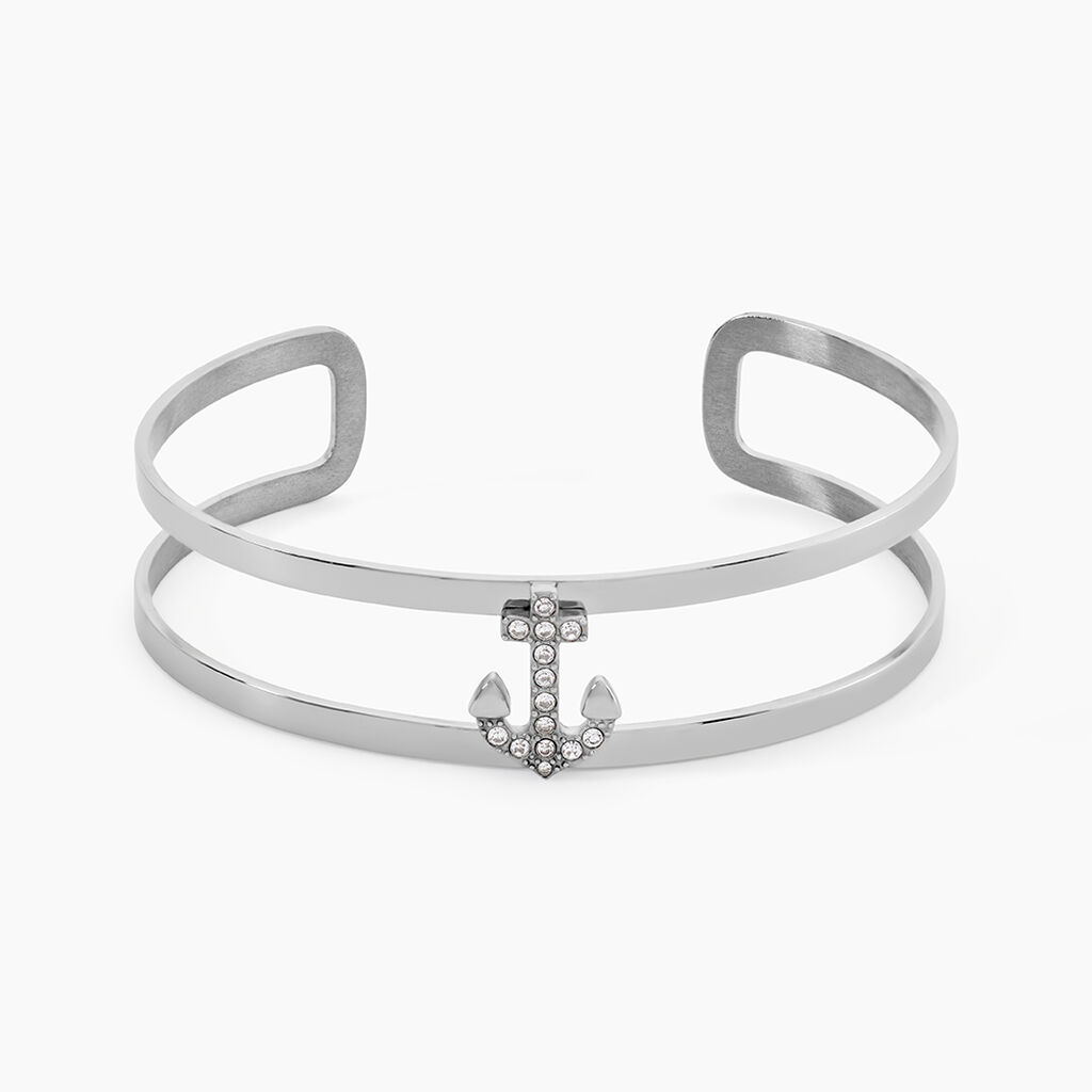 Bracelet Jonc Meysa Acier Blanc Strass - Bracelets joncs Femme | Histoire d&rsquo;Or