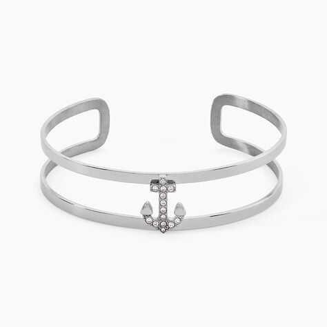 Bracelet Jonc Meysa Acier Blanc Strass - Bracelets joncs Femme | Histoire d&rsquo;Or