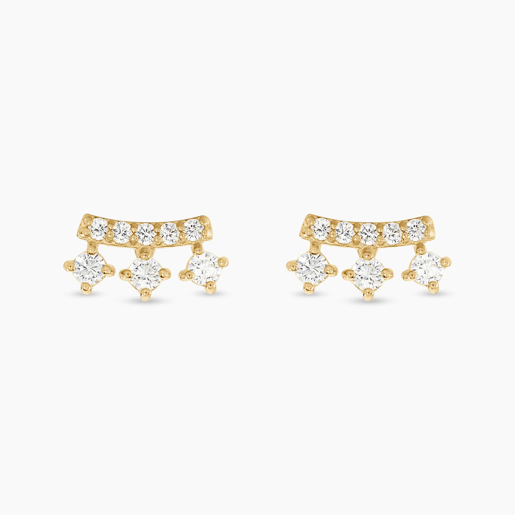 Boucles D'oreilles Puces Narelle Or Jaune Oxyde De Zirconium - Clous d'oreilles Femme | Histoire d&rsquo;Or