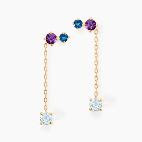 Boucles D'oreilles Pendantes Amaranta Or Jaune Topaze Am&eacute;thyste - Boucles d'oreilles pendantes Femme | Histoire d&rsquo;Or