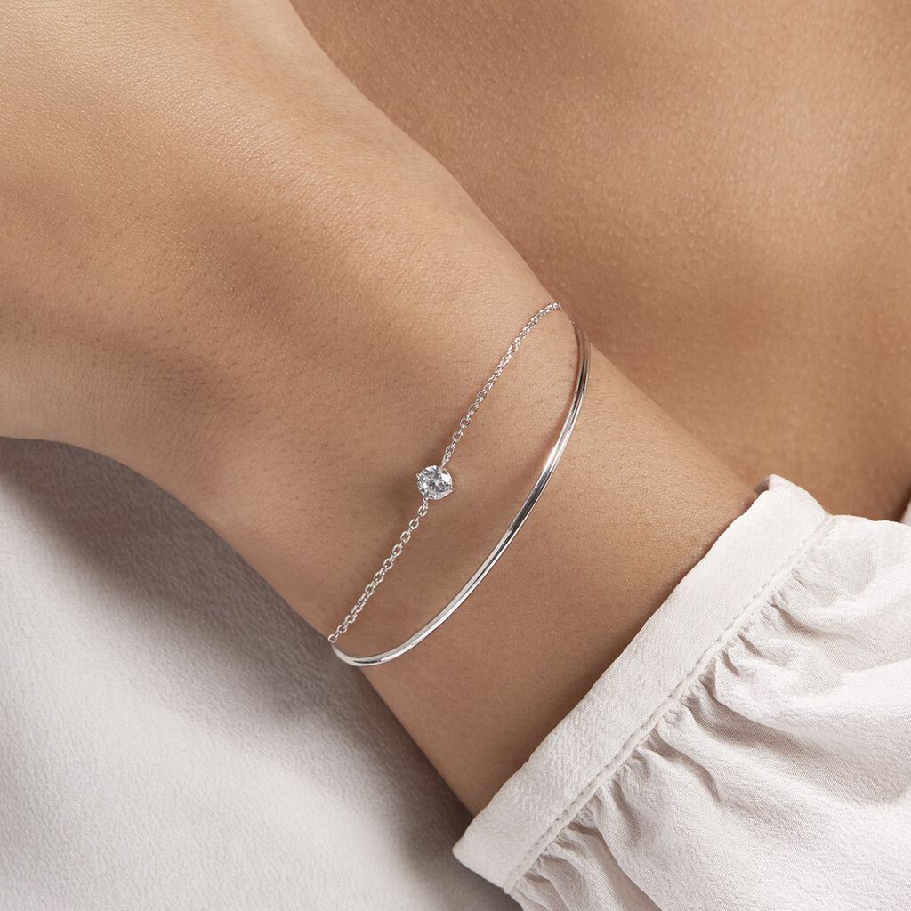 Bracelet Jonc Ruth Argent Blanc Oxyde De Zirconium - Bracelets joncs Femme | Histoire d’Or
