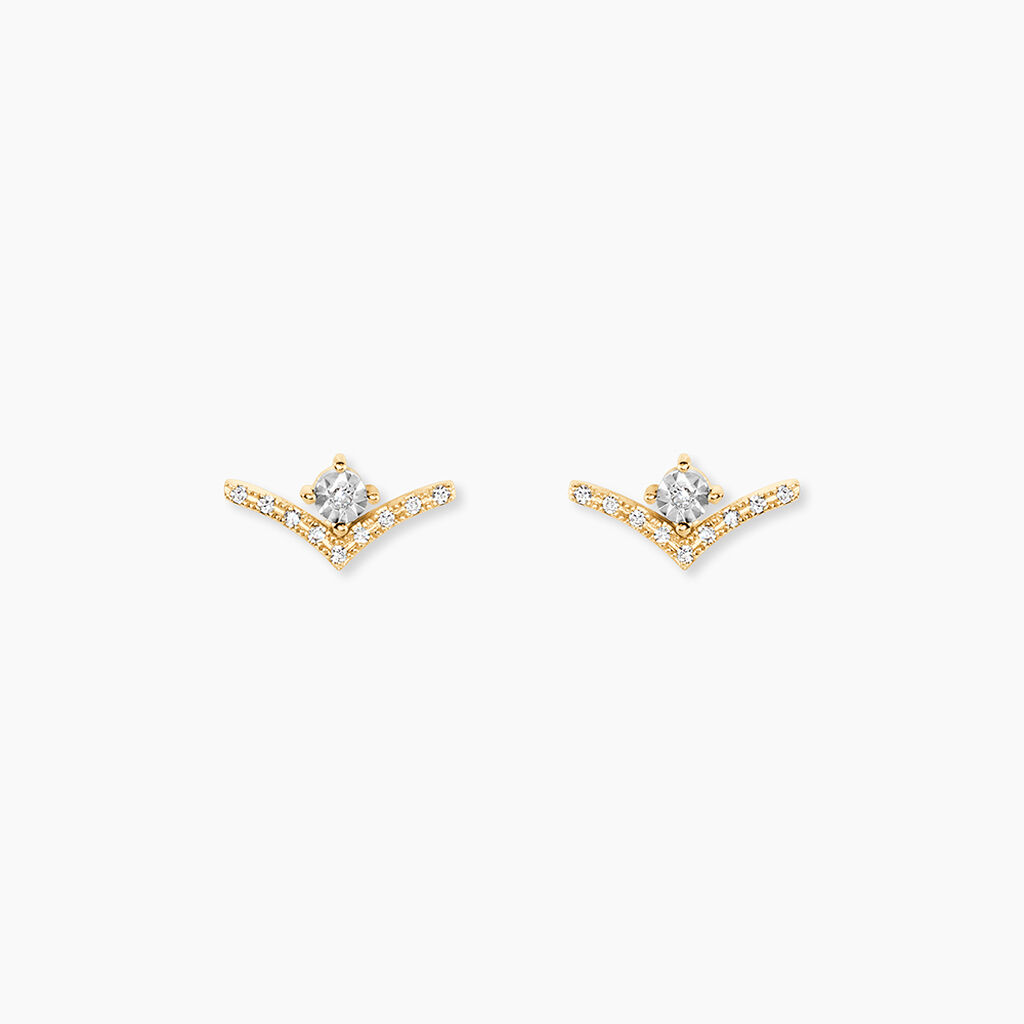 Boucles D'Oreilles Puces Severienne Or Jaune Diamant - Clous d'oreilles  | Histoire d&rsquo;Or