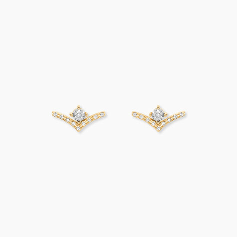 Boucles D'Oreilles Puces Severienne Or Jaune Diamant - Clous d'oreilles  | Histoire d&rsquo;Or