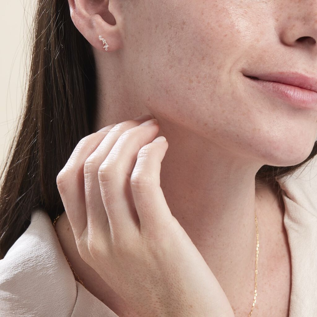 Boucles D'oreilles Puces Or Jaune Fortunella Oxydes De Zirconium - Clous d'oreilles Femme | Histoire d’Or