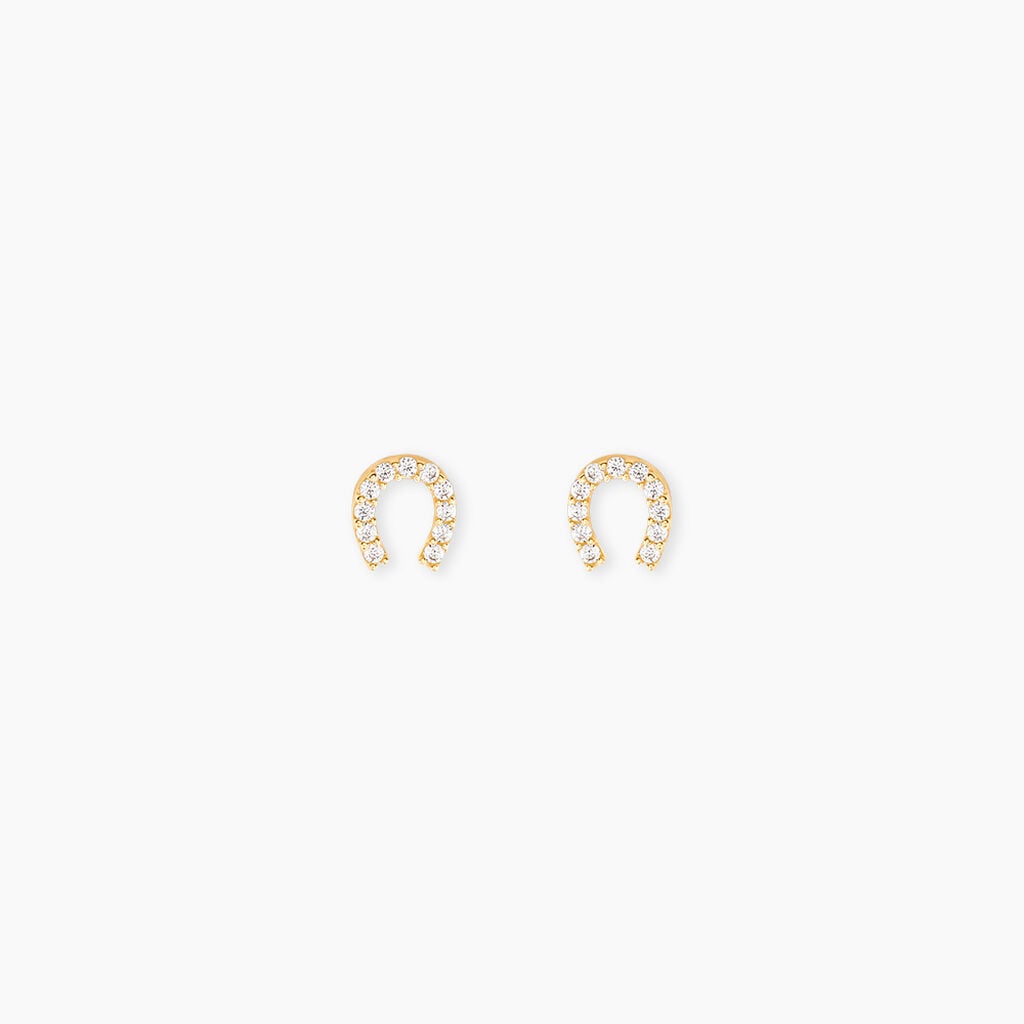 Boucles D'Oreilles Puces Bartholomaus Or Jaune Oxyde De Zirconium - Clous d'oreilles Femme | Histoire d&rsquo;Or
