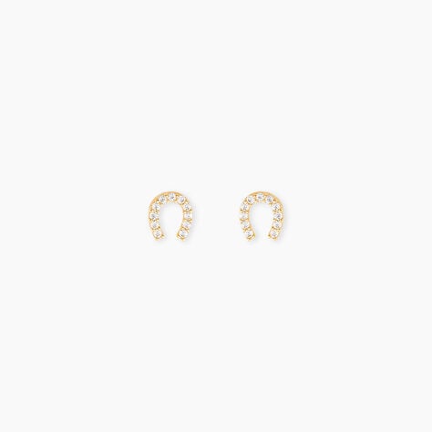 Boucles D'Oreilles Puces Bartholomaus Or Jaune Oxyde De Zirconium - Clous d'oreilles Femme | Histoire d&rsquo;Or