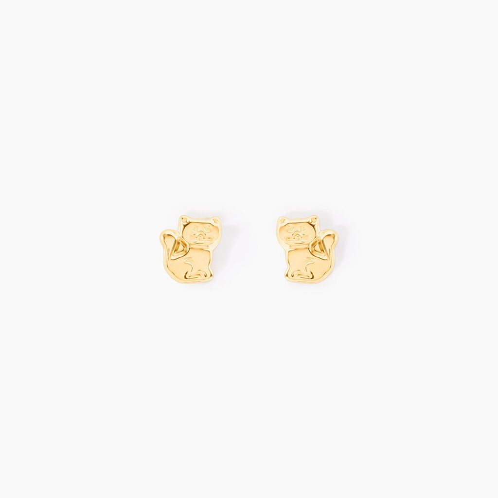 Boucles D'oreilles Puces Florenta Chat Or Jaune - Clous d'oreilles Enfant | Histoire d’Or