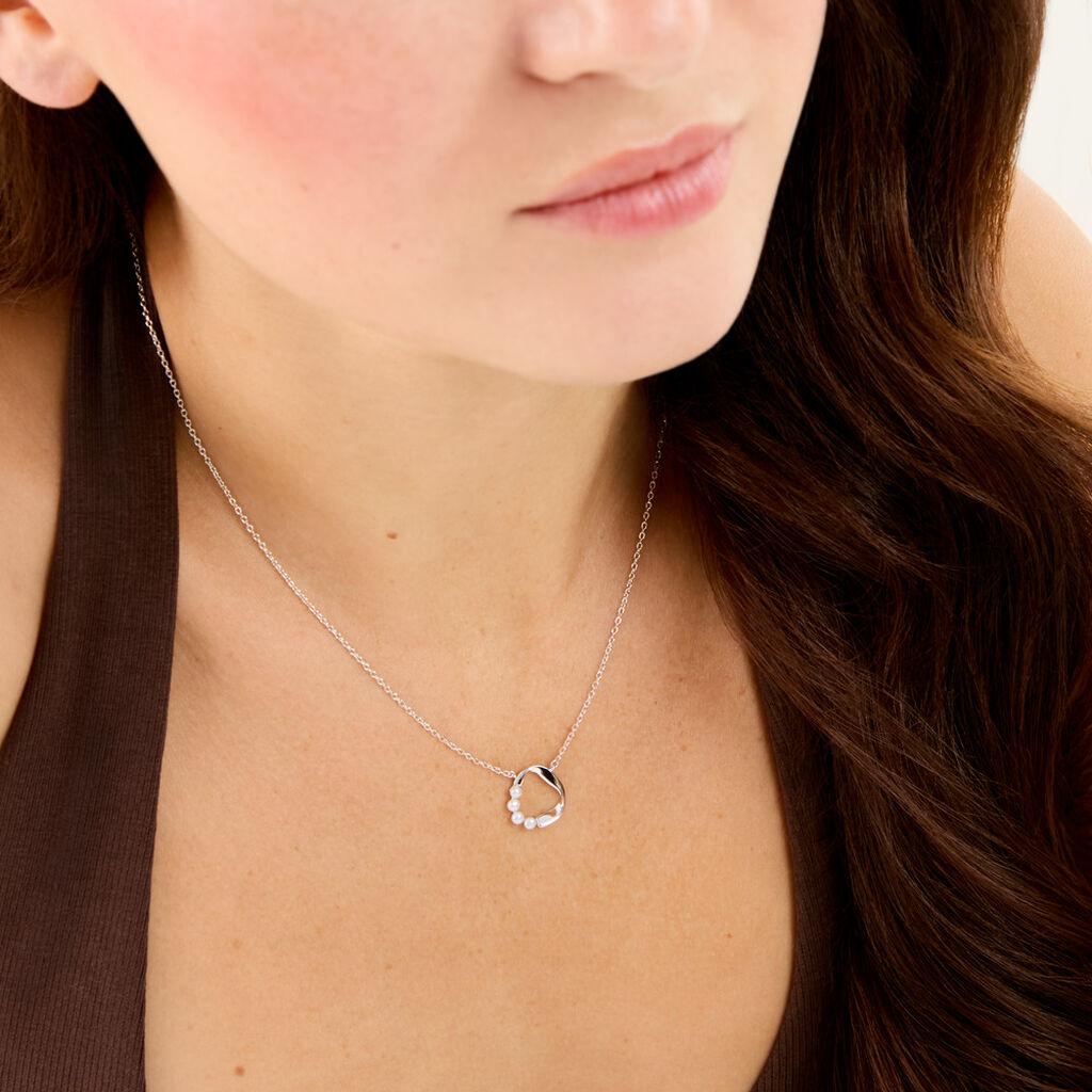 Collier Ecume Argent Blanc Perle De Culture - Colliers pierre Femme | Histoire d&rsquo;Or