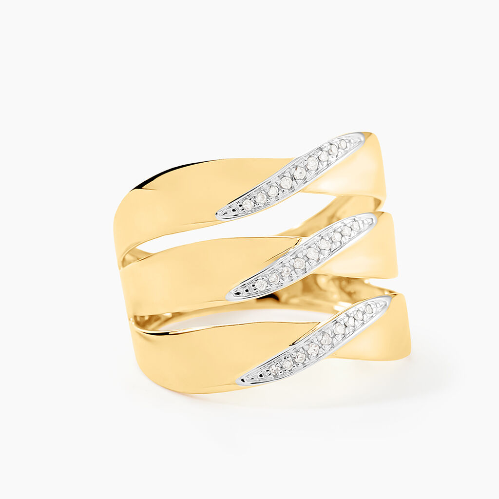 Bague Catharine 3 Rangs Or Jaune Diamant - Bagues avec pierre Femme | Histoire d&rsquo;Or