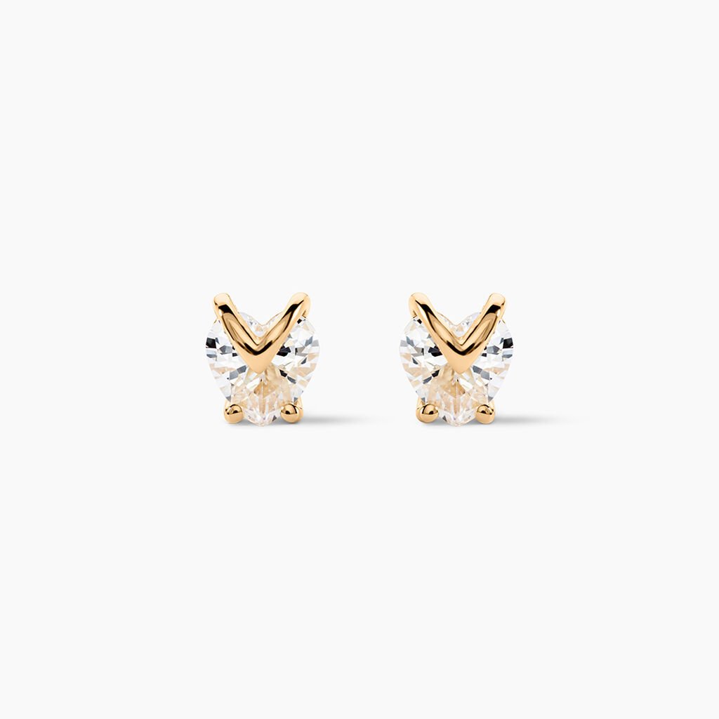 Boucles D'oreilles Puces Abelinia Plaqu&eacute; Or Jaune Oxyde De Zirconium - Boucles d'oreilles fantaisie Femme | Histoire d&rsquo;Or