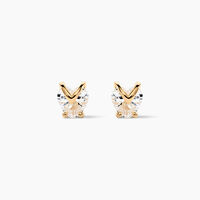 Boucles D'oreilles Puces Abelinia Plaqué Or Jaune Oxyde De Zirconium