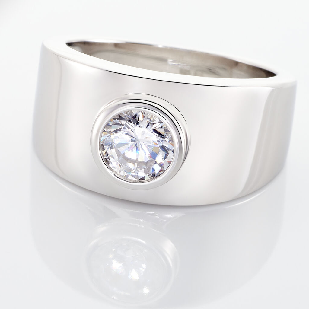 Bague Solitaire Electre Argent Blanc Oxyde De Zirconium - Bagues solitaires Femme | Histoire d&rsquo;Or