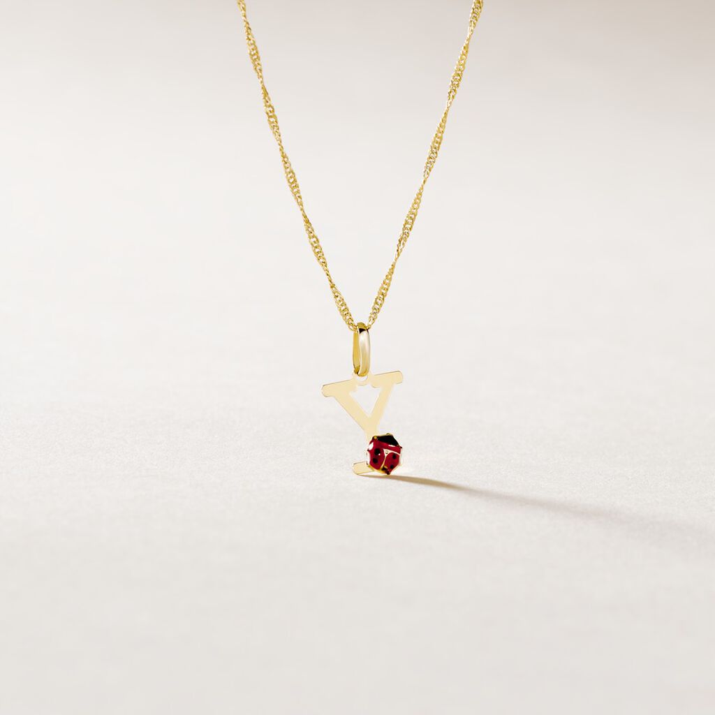 Pendentif Helidie Coccinelle Lettre Or Jaune - Pendentifs Enfant | Histoire d&rsquo;Or