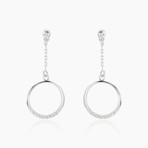 Boucles D'oreilles Pendantes Amma Argent Blanc Oxyde De Zirconium - Boucles d'oreilles fantaisie Femme | Histoire d&rsquo;Or