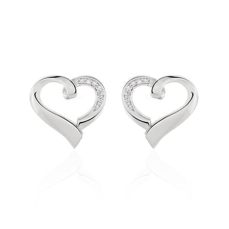 Boucles D'oreilles Puces Daviane Argent Blanc Oxyde De Zirconium - Boucles d'oreilles fantaisie Femme | Histoire d’Or
