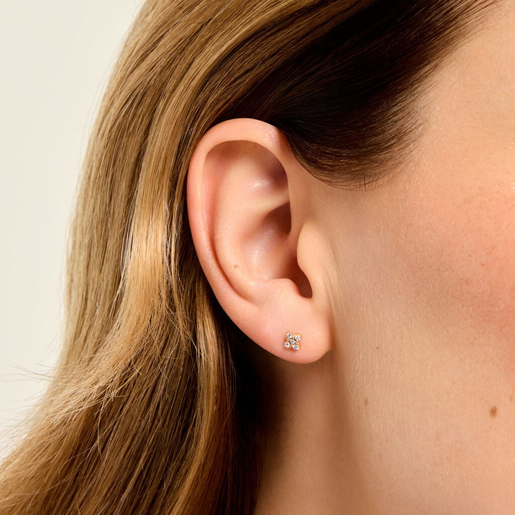 Boucles D'Oreilles Puces Monya Plaqu&eacute; Or Jaune Oxyde De Zirconium - Boucles d'oreilles fantaisie Femme | Histoire d&rsquo;Or