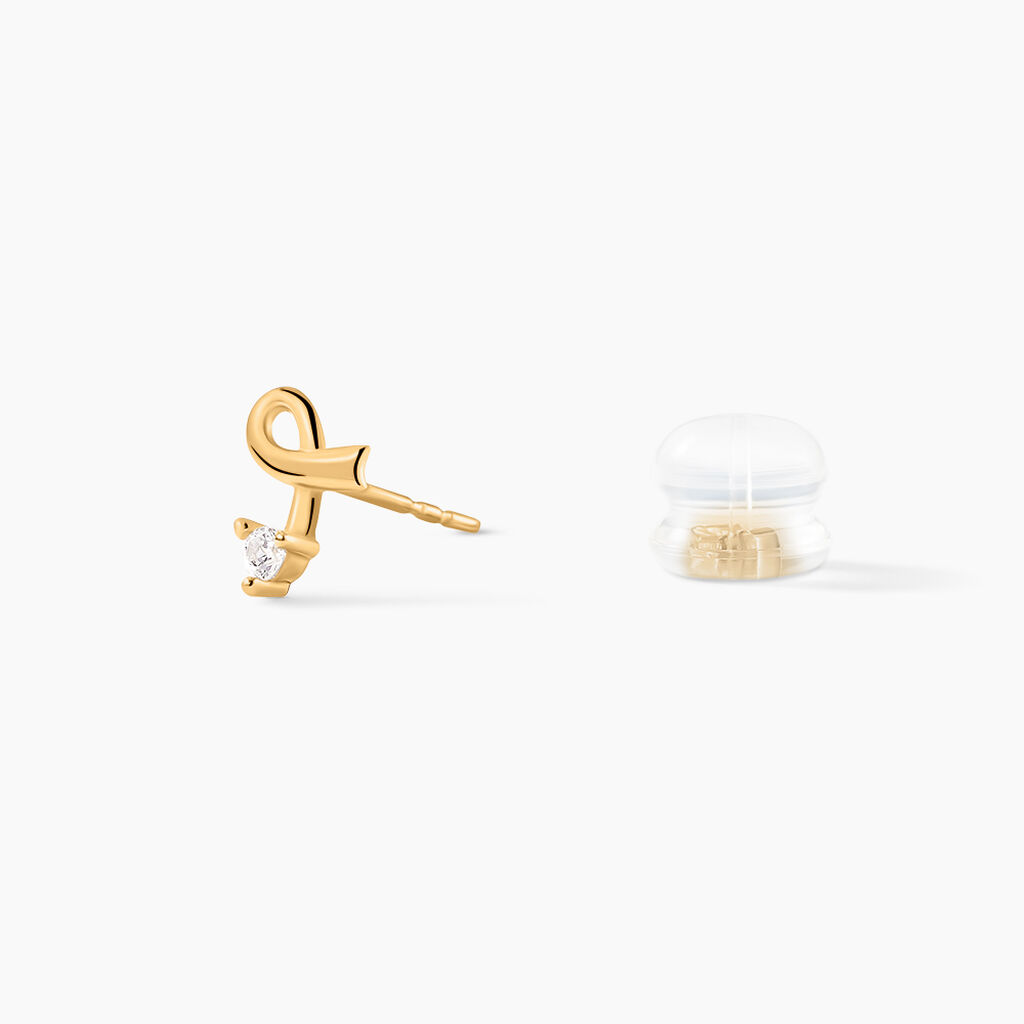 Boucles D'oreilles Puces Alvina Ruban Or Jaune Oxyde De Zirconium - Clous d'oreilles Femme | Histoire d’Or
