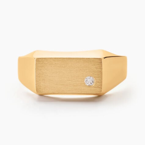 Chevali&egrave;re Leyton Rectangle Or Jaune Oxyde De Zirconium - Bagues solitaires Homme | Histoire d&rsquo;Or