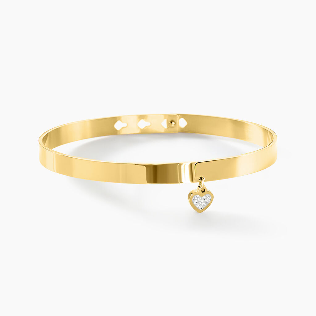 Bracelet Jonc Big Love Acier Jaune Cristal