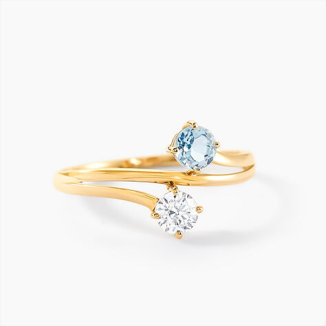 Bague Beauté Bleutée Or Jaune Topaze Oxyde De Zirconium - Bagues avec pierre Femme | Histoire d’Or