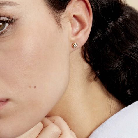 Boucles D'oreilles Puces Eden Serti Pneu Or Jaune Oxyde De Zirconium - Clous d'oreilles Femme | Histoire d’Or