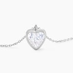 Collier Coeur Serti Clos Or Blanc Oxyde De Zirconium - Colliers Femme | Histoire d&rsquo;Or