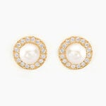 Boucles D'oreilles Puces Grizel Or Jaune Perle De Culture Et Oxyde - Clous d'oreilles Femme | Histoire d&rsquo;Or