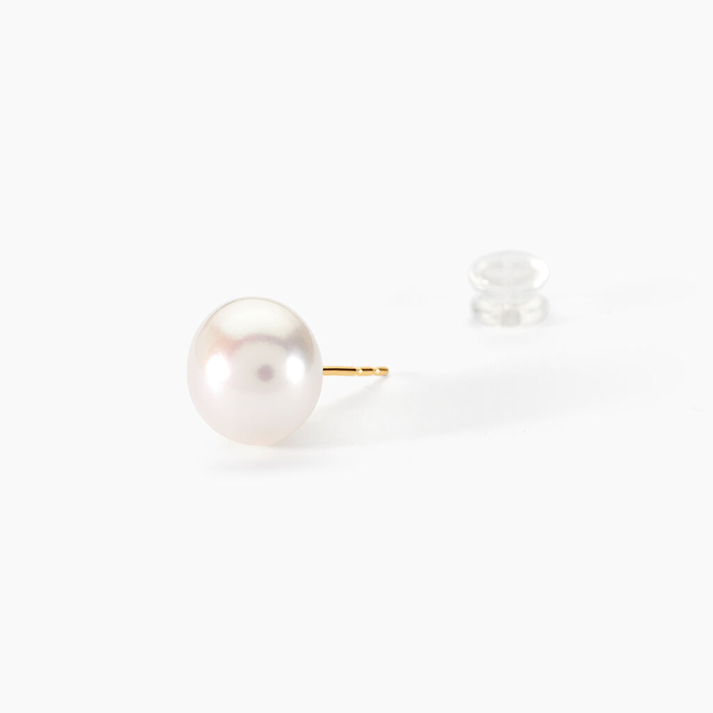 Boucles D'oreilles Puces Ursulina Or Jaune Perle De Culture - Clous d'oreilles Femme | Histoire d’Or
