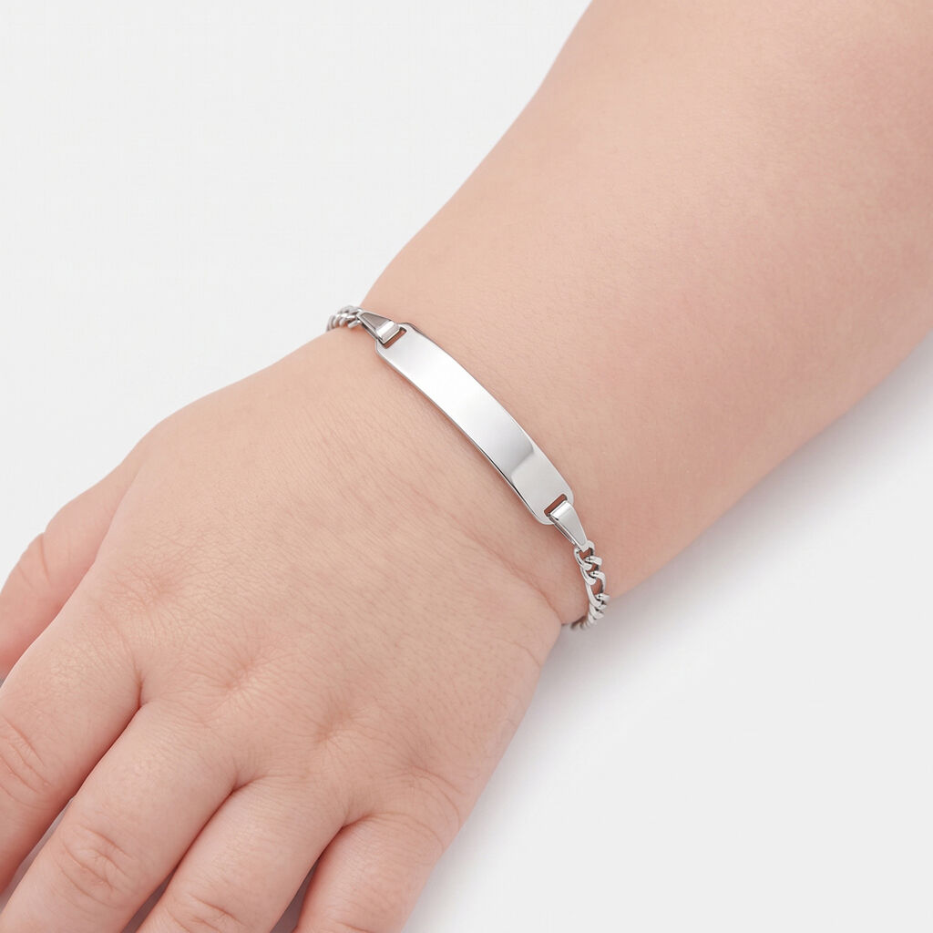 Bracelet Identit&eacute; Bebe Bartolomee Or Blanc - Bracelets Communion Enfant | Histoire d&rsquo;Or