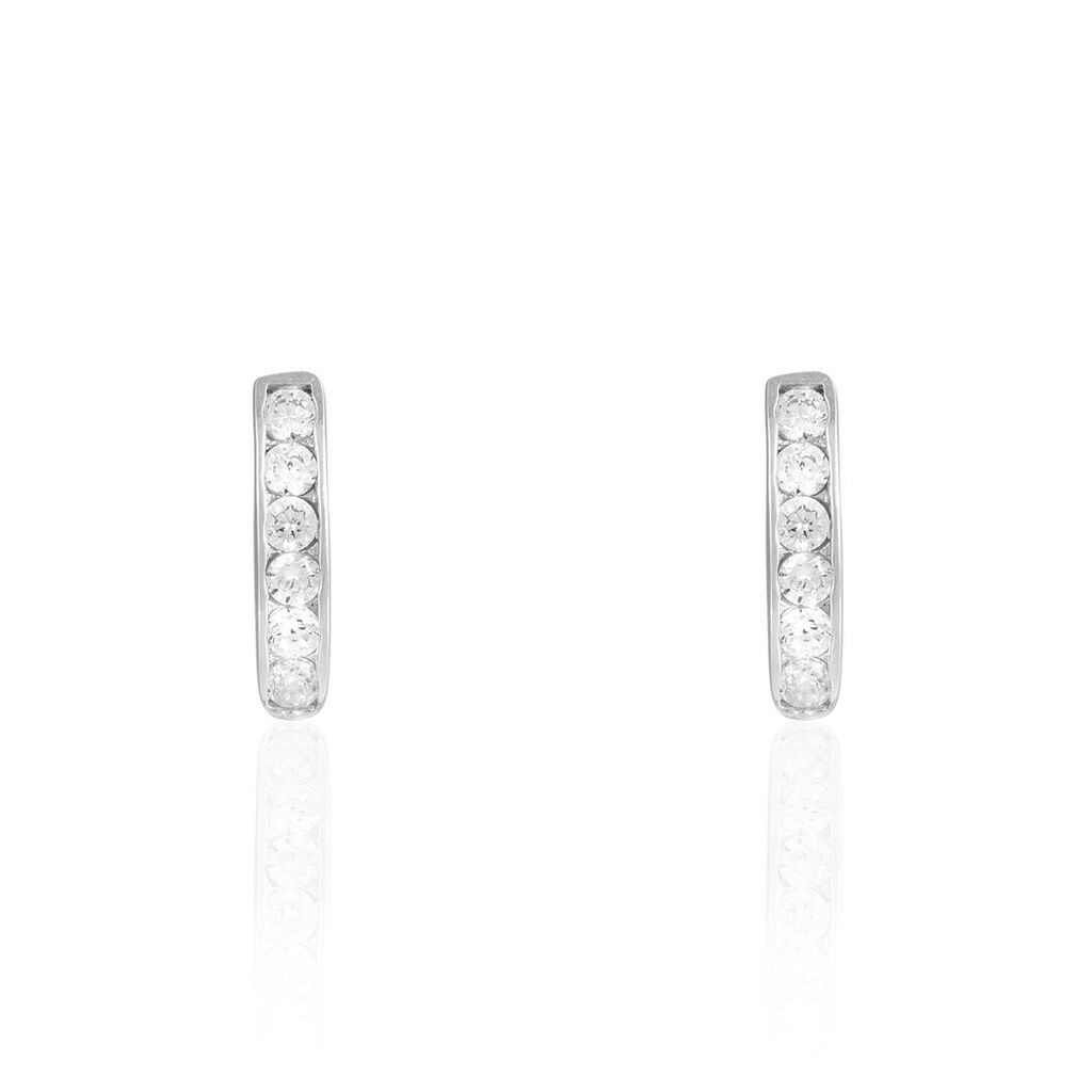 Créoles Callyste Rondes Argent Blanc Oxyde De Zirconium - Boucles d'oreilles fantaisie Femme | Histoire d’Or