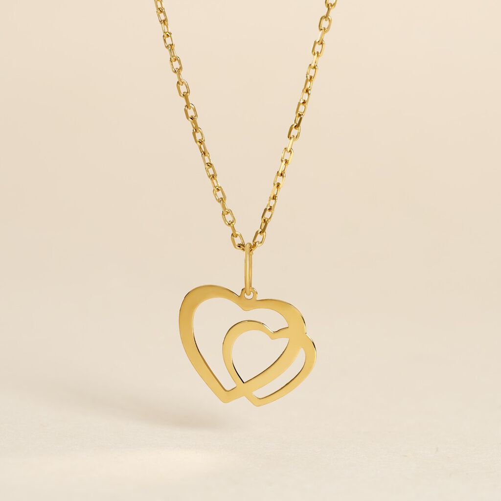 Pendentif Hasna Coeurs Lisses Or Jaune - Bijoux Coeur Femme | Histoire d&rsquo;Or