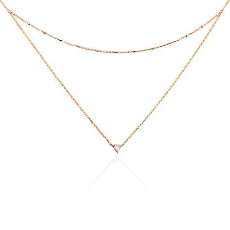 Collier Serres Argent Rose Oxyde De Zirconium - Colliers doubles et triples cha&icirc;nes Femme | Histoire d&rsquo;Or