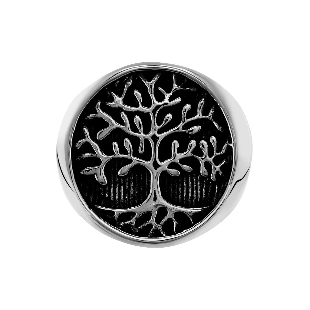 Bague Acier Vieillit Ron - Bagues Arbre de vie Homme | Histoire d’Or