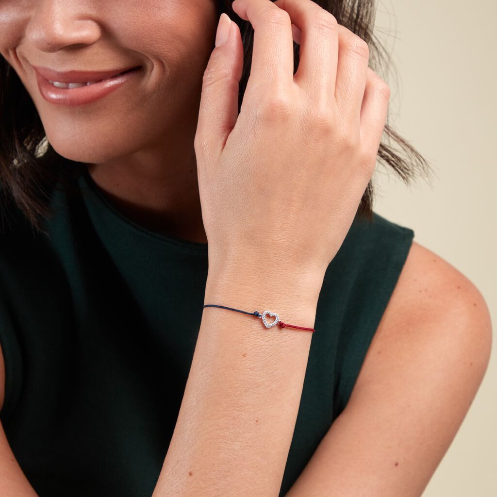 Bracelet French Twist Argent Blanc Oxyde De Zirconium - Bracelets cordon Femme | Histoire d’Or