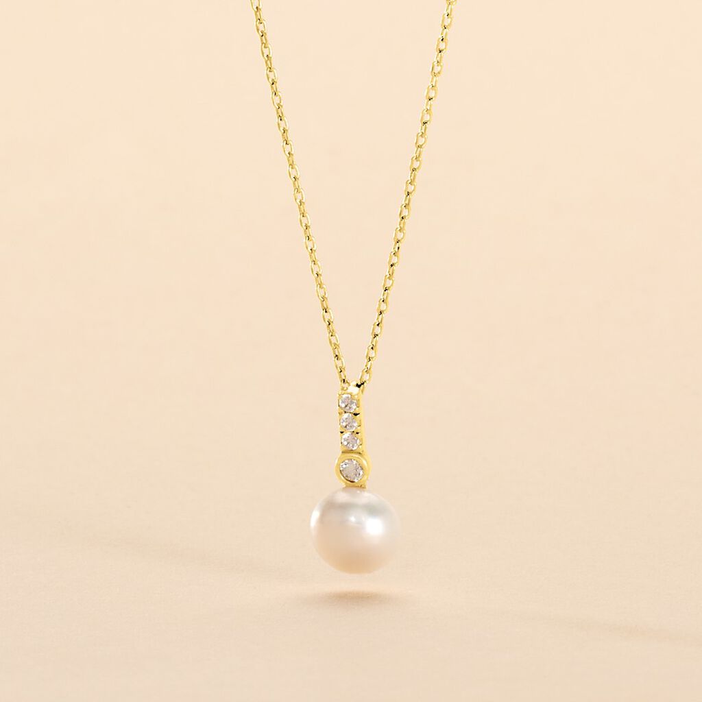 Collier Or Jaune Camillus Perle De Culture Et Oxyde - Colliers Femme | Histoire d’Or